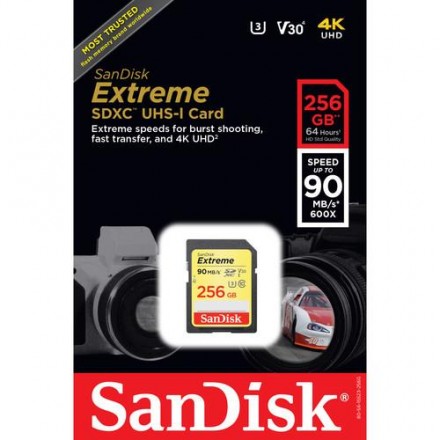 Карта пам'ятi SanDisk 256GB SDXC V30 UHS-I U3 R90/W60MB/s 4K Extreme + SD Карта пам'ятi SanDisk 256GB SDXC V30 UHS-I U3 R90/W60MB/s 4K Extreme + SD